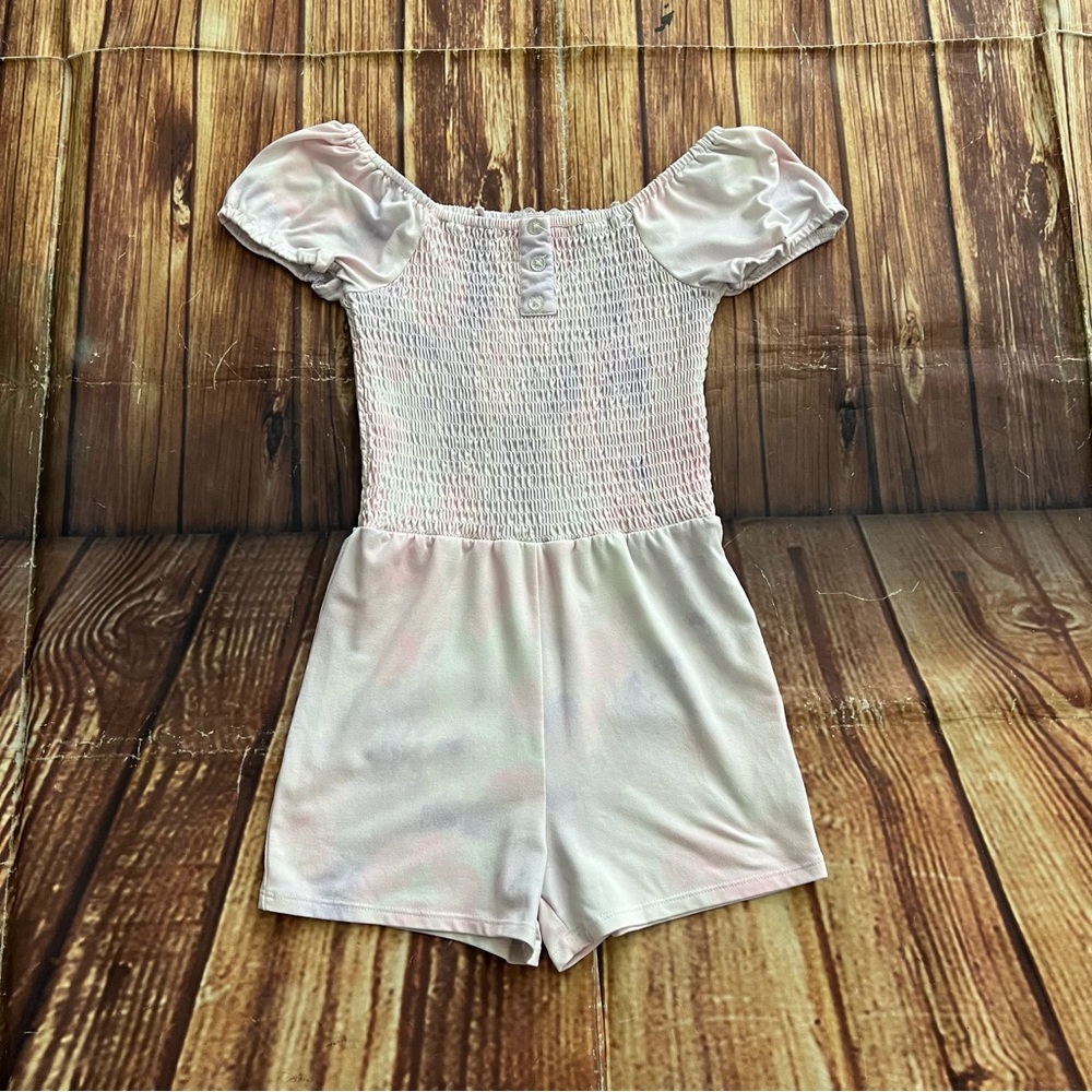 Btween Girl’s Short Sleeve Scoop Neck Elastic Top Tie Dye Romper Size 6X